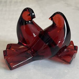 Baccarat Love Birds Red Crystal Figurine, brand stamped on bottom, EUC, no box